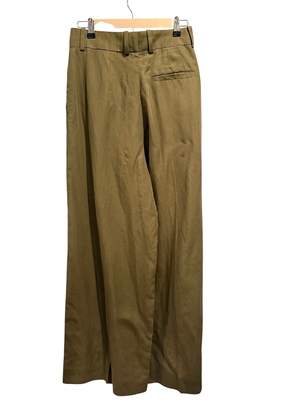 COS Olive Green Lyocell Linen Pleated Wide Leg Pants Trousers EU 36 US 4